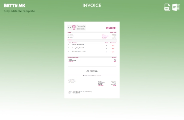 Модерен стил шаблон за фактура за телеком на САД Deutsche Deutsche